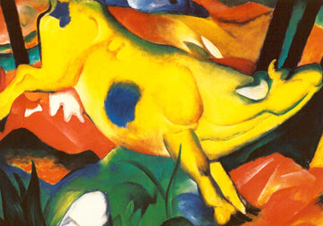 Expressionismus Kunst Postkarte - Franz Marc "Gelbe Kuh",  , Farbenfrohes Tiergemälde, Sammlerstück Blankokarte