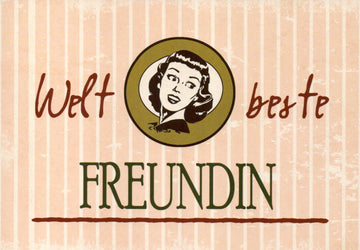 Freundschafts-Postkarte "Weltbeste Freundin" - Retro Vintage Stil mit liebevollem Spruch, Humorvolle Illustration, Ideales Geschenk zur Unterstützung