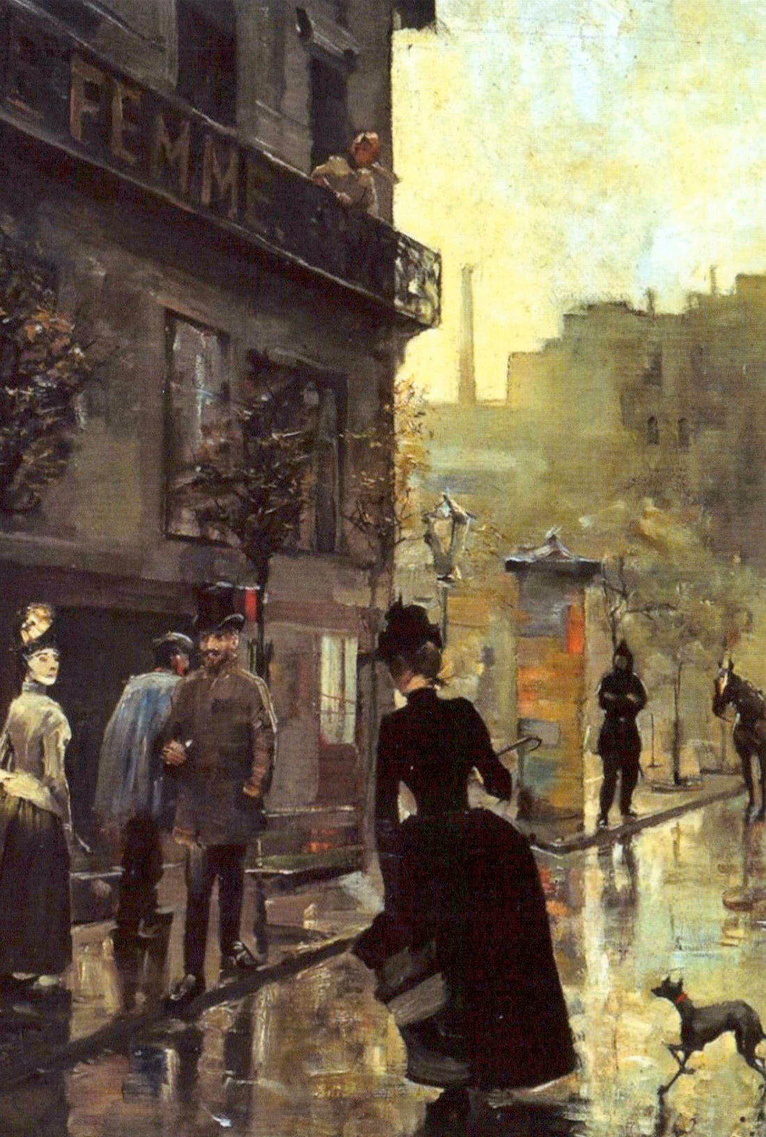 Belle Époque Paris Boulevard - Akseli Gallen-Kallela Gemälde Kunstpostkarte, Vintage Stadtansicht mit eleganter Straßenszene und Beleuchtung