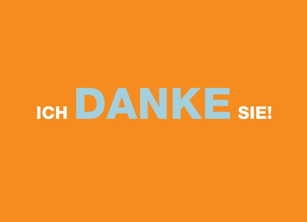 Dankeschön-Postkarte: Witzige Typografie, Humorvoller Spruch, Modernes Design, Orange Schlichte zum Danke Sagen - Geschenkidee