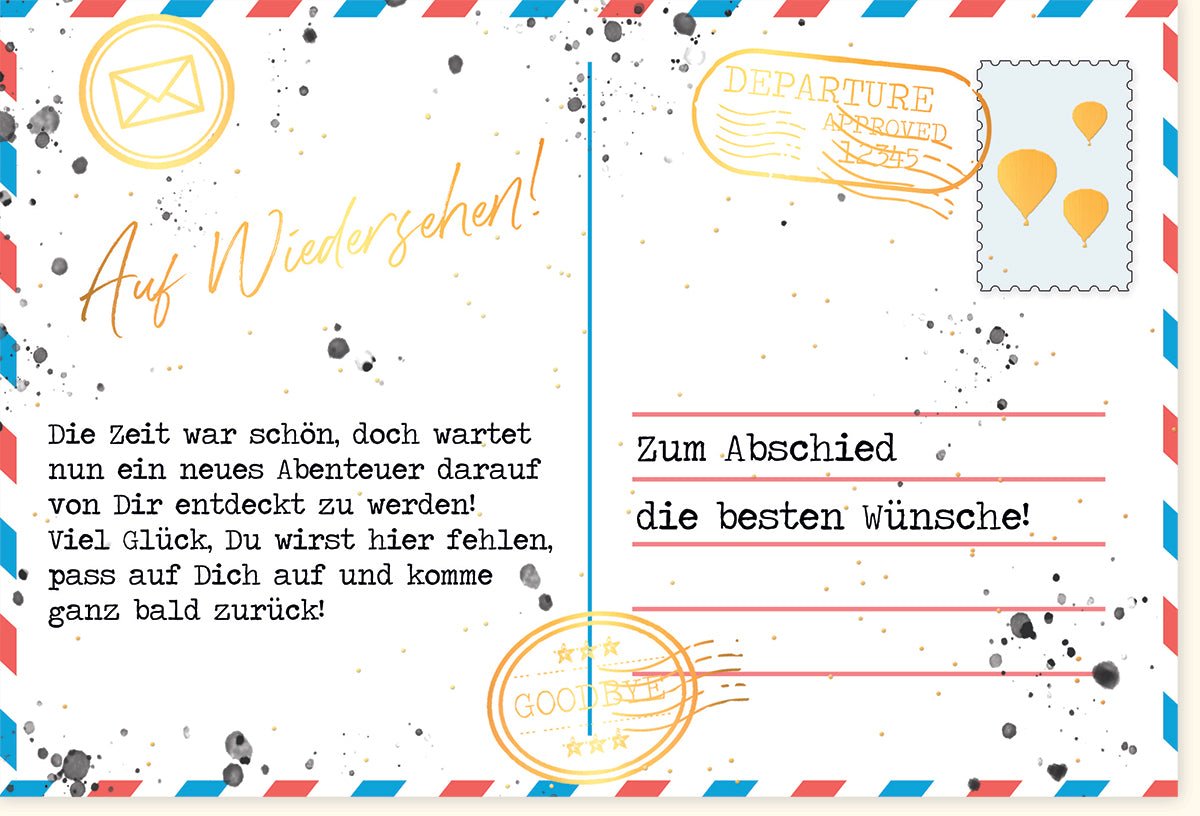 Abschiedskarte für Reise und Neuanfang - Auf Wiedersehen & Glückwünsche Doppelkarte, Ideal für Abenteuer, Rückkehr & Wiedertreffen, Hochwertige Grußkarte zum Abschied