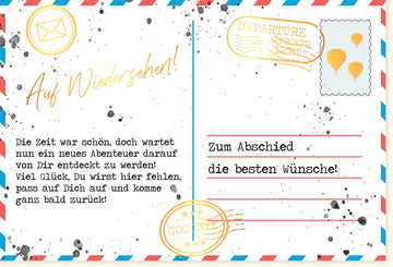 Abschiedskarte für Reise und Neuanfang - Auf Wiedersehen & Glückwünsche Doppelkarte, Ideal für Abenteuer, Rückkehr & Wiedertreffen, Hochwertige Grußkarte zum Abschied