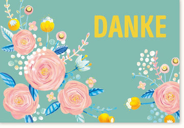 Danksagungskarte "Floraler Dank" - Dankeschön Karte für besondere Anlässe, Grusskarten mit Blumendesign & Handschrift, Pastellfarben Illustration, Feier & Wertschätzung Ausdruck, inkl. Umschläge