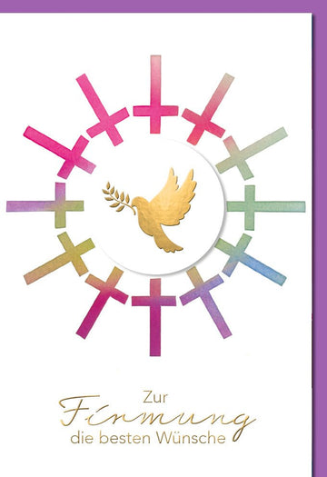 Firmung Glückwunschkarte - Spirituelle Doppelkarte mit Taube für Konfirmation, Sakrament Feier, Kirchliche Segenswünsche, Religiöse Festlichkeit, Frieden & Glauben - Perfekte Gratulationskarte