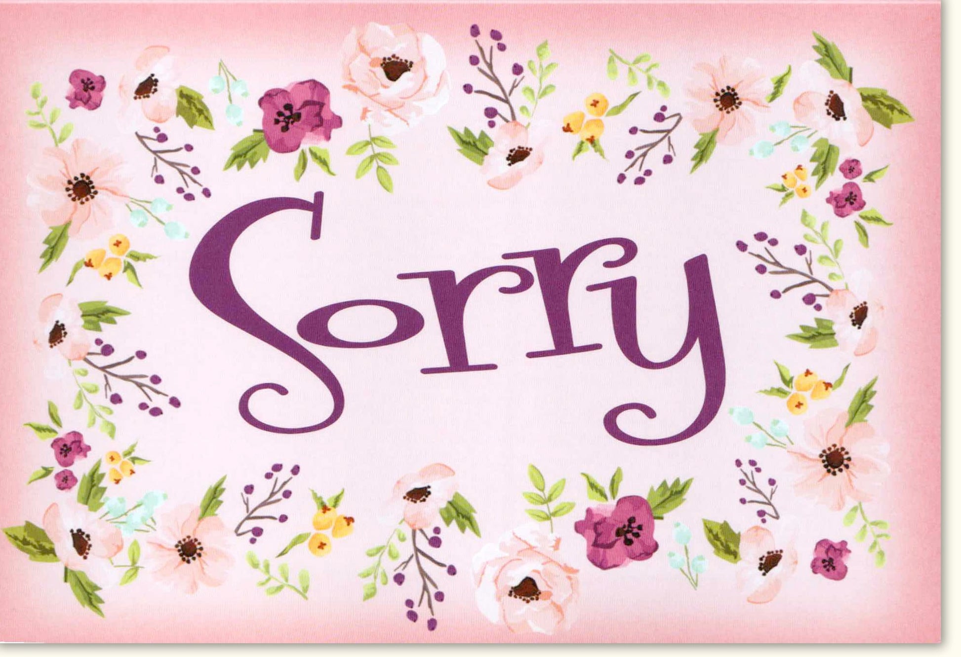 Entschuldigungskarte "Herzliche Verzeihung" - Elegante Sorry Grußkarte mit Blumenmuster, Rosa Hintergrund, Handschriftliches Design für Gefühlvollen Fehlerausgleich und Wiedergutmachung, Schlichte Karten zur Nachsicht-Bitte