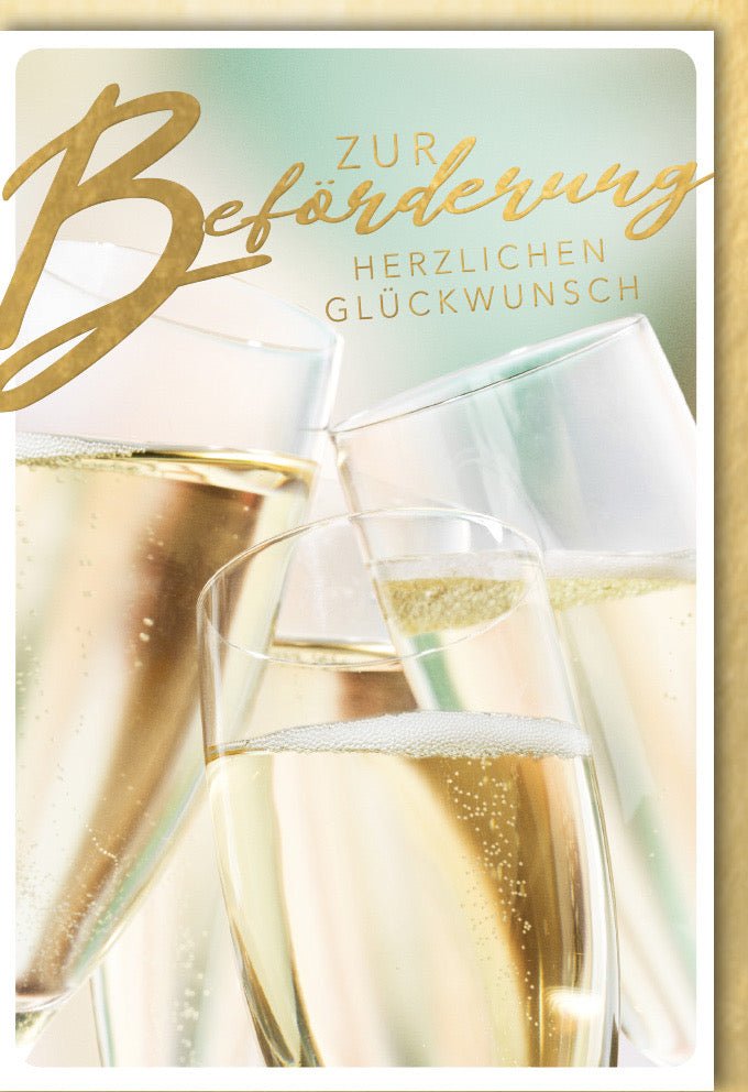 Beförderungs-Feier Doppelkarte - Glückwunsch zum Erfolg im Business mit Sektgläser-Toast-Motiv, Geschäftliche Gratulationskarte