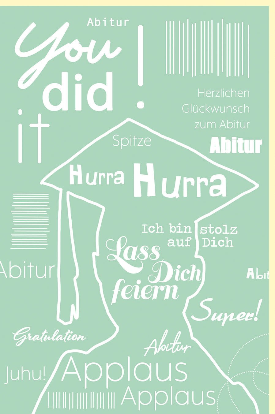 Abitur Glückwunschkarte - Doppelkarte zur Gratulation für Abschlussprüfung, Erfolg & Feier - Perfekt für Schüler und Studenten, Grün Design