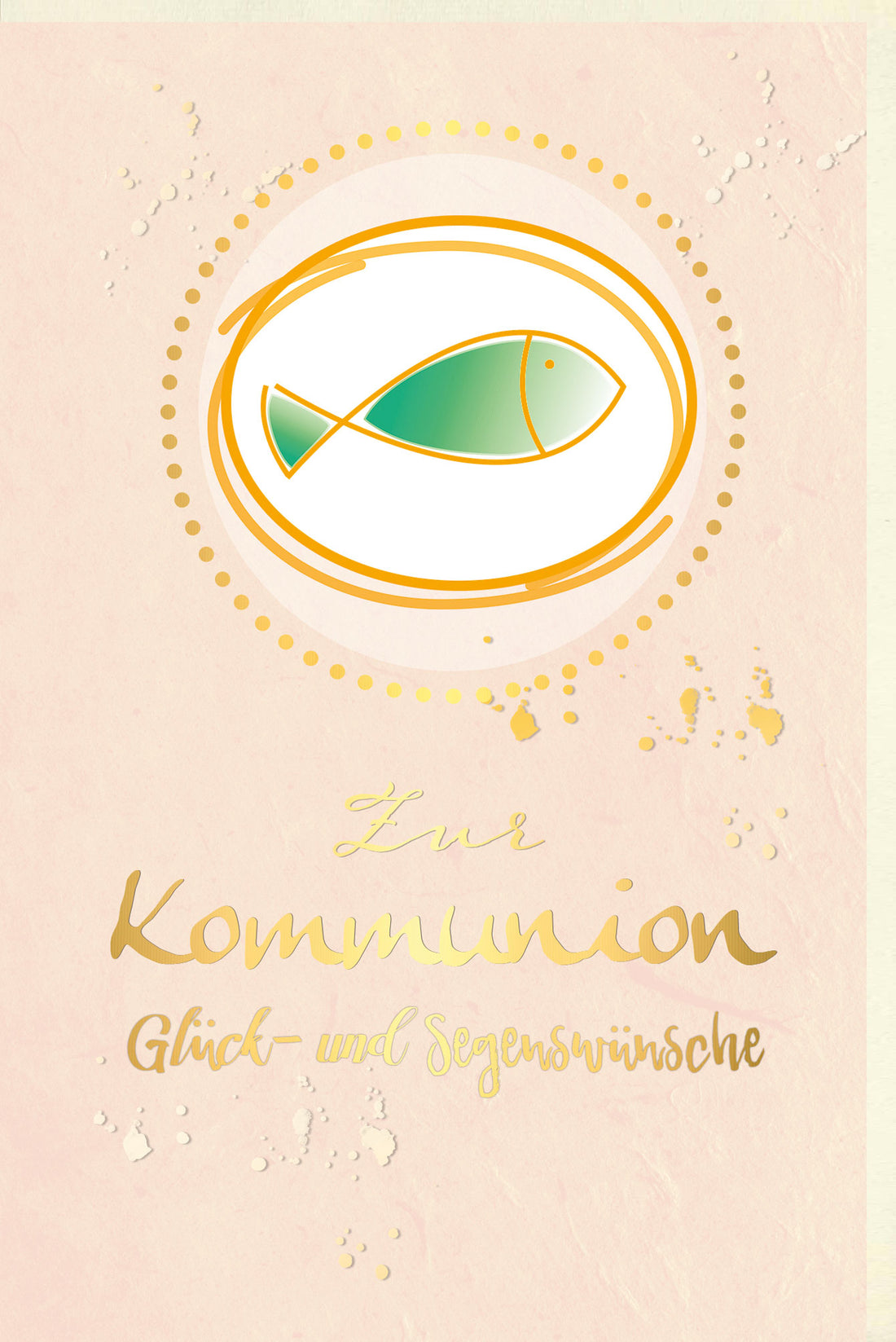 Erstkommunion Glückwunschkarte Doppelkarte mit Fischsymbol - Christliche Segenswünsche zur Sakramentenfeier, Religiöse Grußkarte für Kinder & Familie, Kirchliche Festlichkeit & Traditionelle Besinnung