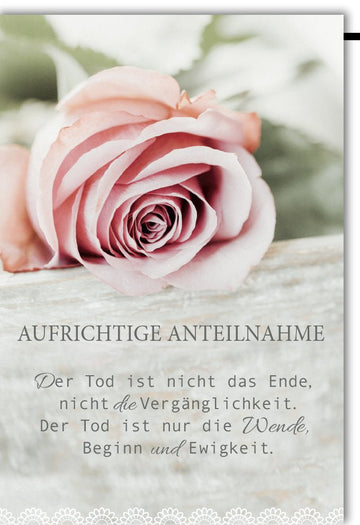 Beileidskarte zur Trauerbekundung - Elegante Doppelkarte mit tröstendem Trauerspruch, Rosa Motiv für Abschied & Beerdigung, Ausdruck von Mitgefühl und Anteilnahme für Angehörige und Freunde