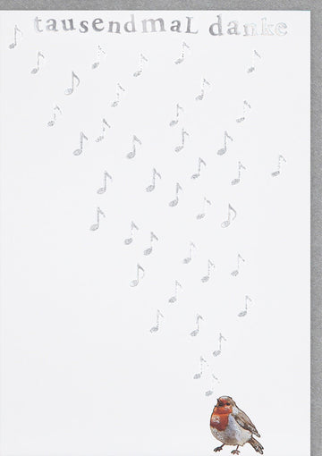 Danksagung Doppelkarte - 'Tausendmal Danke' mit Musiknoten & Vogel Design, Hochwertige Grußkarte zum Danke Sagen, Ausdruck von Dankbarkeit und Wertschätzung
