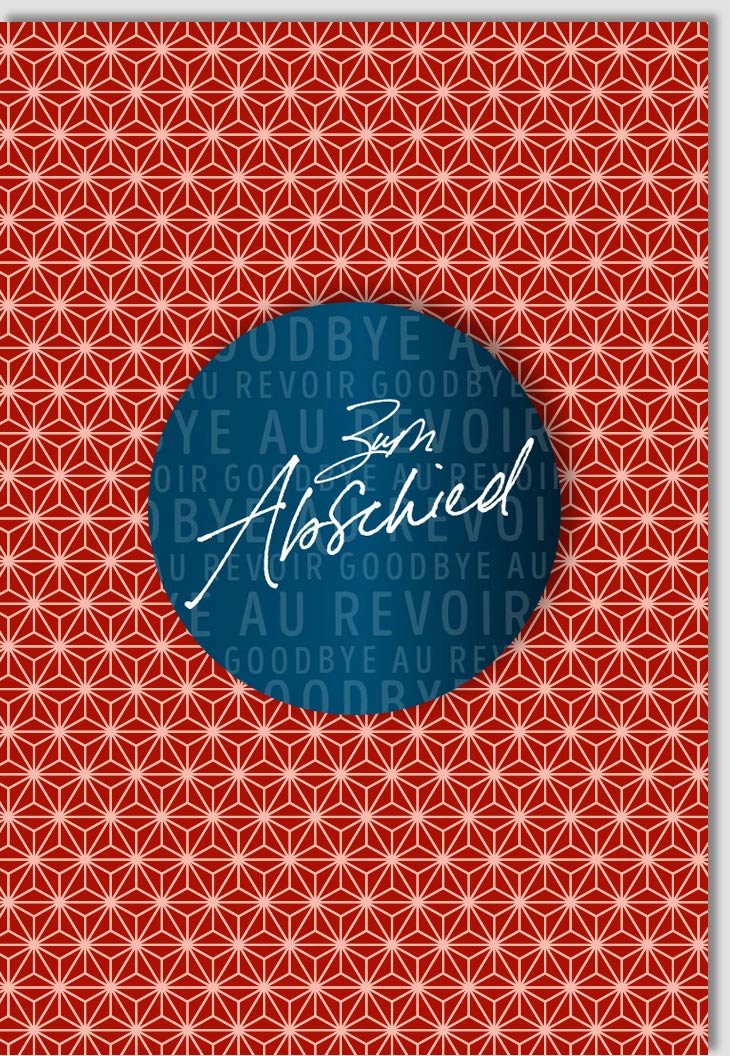 Abschiedskarte Business Premium: Elegante Doppelkarte mit Sternen in Rot, Folien-Applikation, Wandelbares Kartendesign für Beruflichen Farewell, Glanzvolle Verabschiedung von Kollegen im Büro