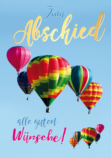 Abschiedskarte Kollege Maxi A4 XXL - Bunte Luftballons & Wünsche Großformat - Verabschiedung Jobwechsel Farewell Große Grußkarte - Colorful Goodbye Wishes Large Card
