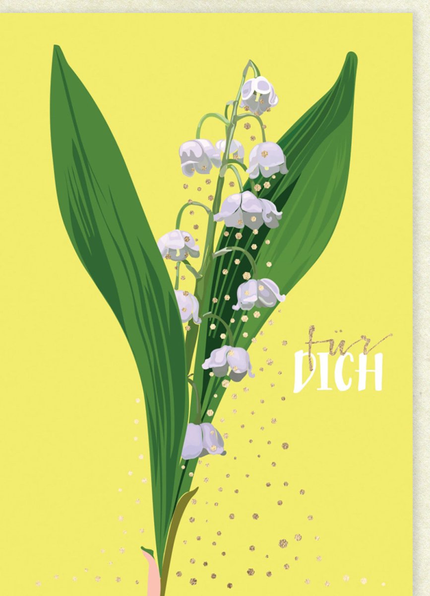 Frühlingshafte Glückwunschkarte mit Maiglöckchen - Elegante Doppelkarte, Gelb & Grün, Liebevolle Illustration, Stilvoller Gruß für Jeden Anlass