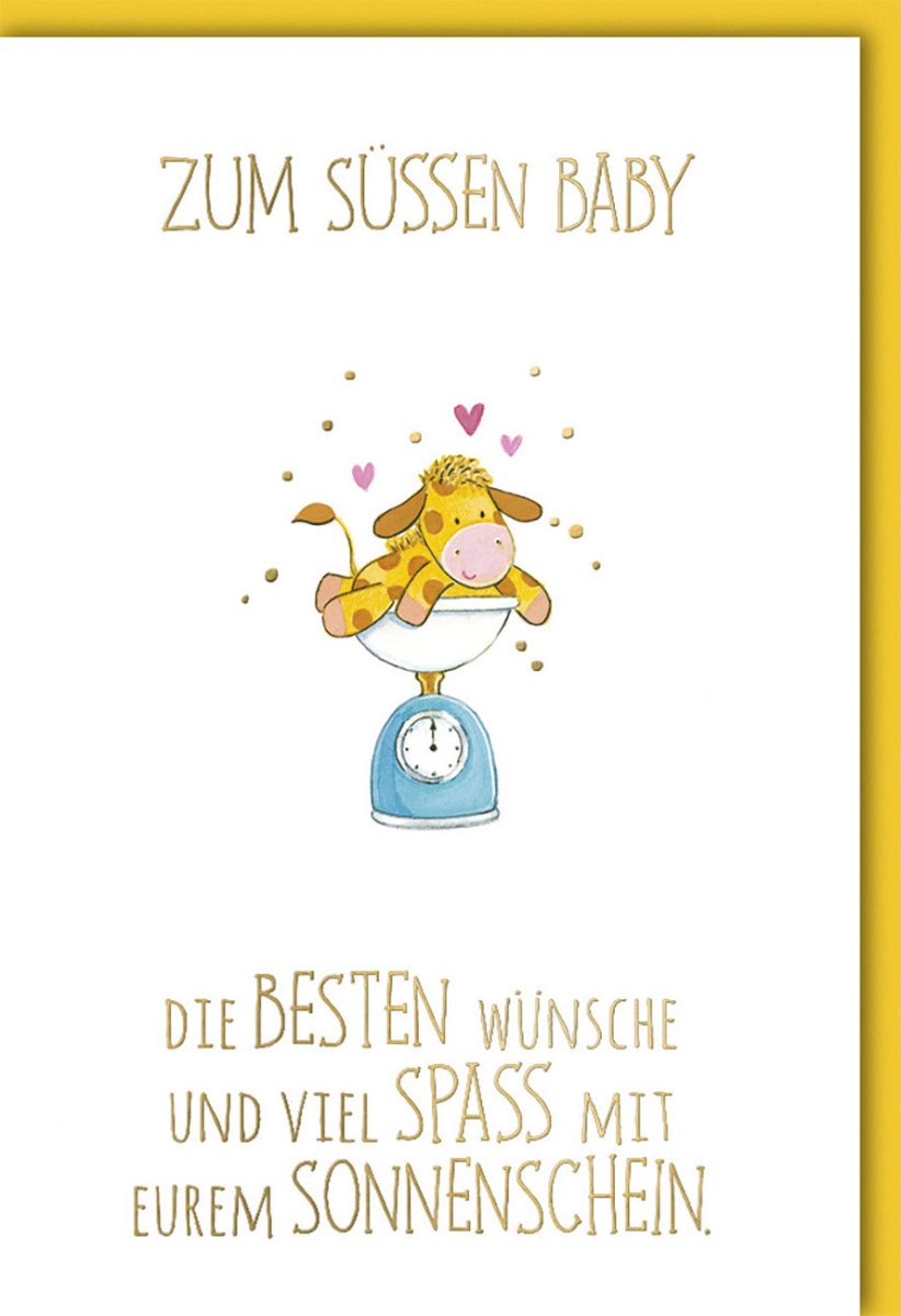 Geburt Glückwunschkarte - Sonnenschein Babykarte, Neutral Gelb für Junge & Mädchen, Herzliche Gratulation zur Elternschaft, Liebevolle Illustration, Geschlechtsneutrale Willkommenskarte für Neugeborenes, Perfekt für Babyparty & Babygeschenk