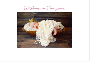 Geburtskarte für Mädchen – Prinzessin Glückwunschkarte zur Geburt, Willkommens - Babykarte, Neugeborenen Gratulation & Babygeschenk