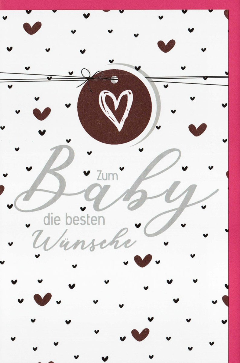 Geburtskarte - Glückwunschkarte zur Baby Geburt, Herzchen Design, Gratulation für Neugeborenes, Liebevolle Babykarte Grußkarte, "Welcome Newborn"
