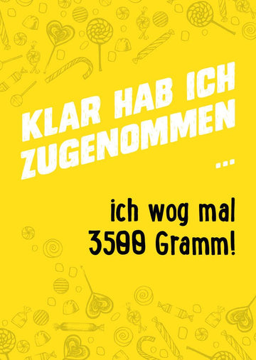 Geburtskarte "Willkommen kleines Leichtgewicht" - Witzige Postkarte mit Spruch, Gelbe Illustration, Humorvolle Glückwünsche zur Geburt eines Babys