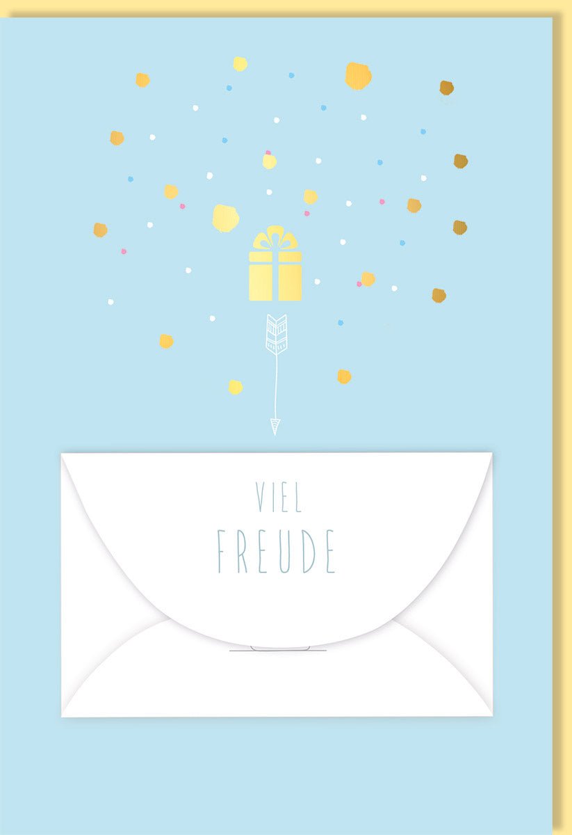 Geburtstag & Hochzeit Doppelkarte - Elegante Geldgeschenkkarte mit Geschenkschachtel, Goldfolie Design, Glückwunschkarte für Jubiläum & Festlichkeiten