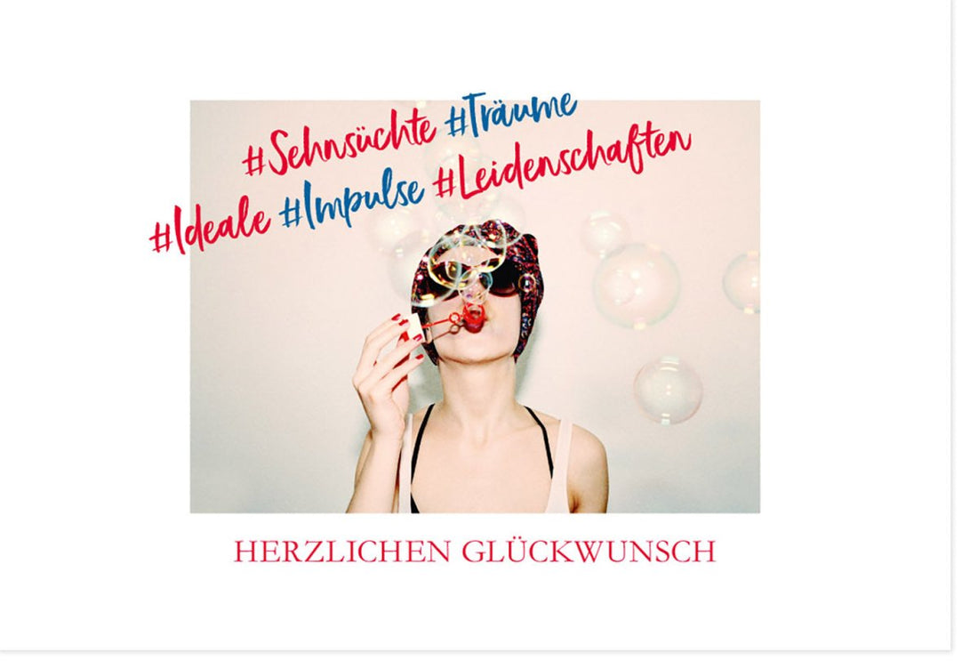 Geburtstags - Doppelkarte "Allegra" - Herzlichen Glückwunsch mit Seifenblasen & Träumen Design, Ideale Grußkarte für Feier & Anlass, Festliche Gratulationskarte voller Freude & Leidenschaften