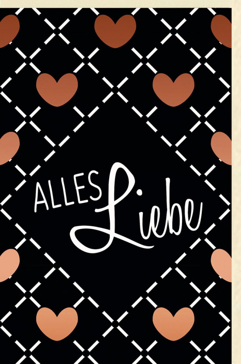 Geburtstags - Doppelkarte 'Alles Liebe': Herzen & Glückwünsche, Liebevolle Nachricht mit Herzlichen Gruß für besondere Anlässe