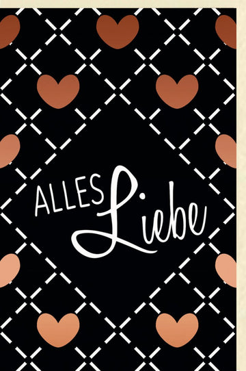 Geburtstags - Doppelkarte 'Alles Liebe': Herzen & Glückwünsche, Liebevolle Nachricht mit Herzlichen Gruß für besondere Anlässe