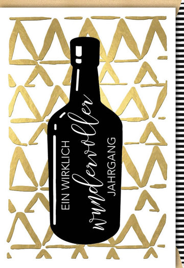 Geburtstags - Doppelkarte für Erwachsene & Weinliebhaber: Elegante Gratulationskarte mit stilvollem Jahrgang - Design in Schwarz - Gold, Hochwertige Luxus - Papeterie mit Spruch, Ideal für Jubiläumsfeiern & Festlichkeiten, Unisex Geschenk mit Qualität und Stil