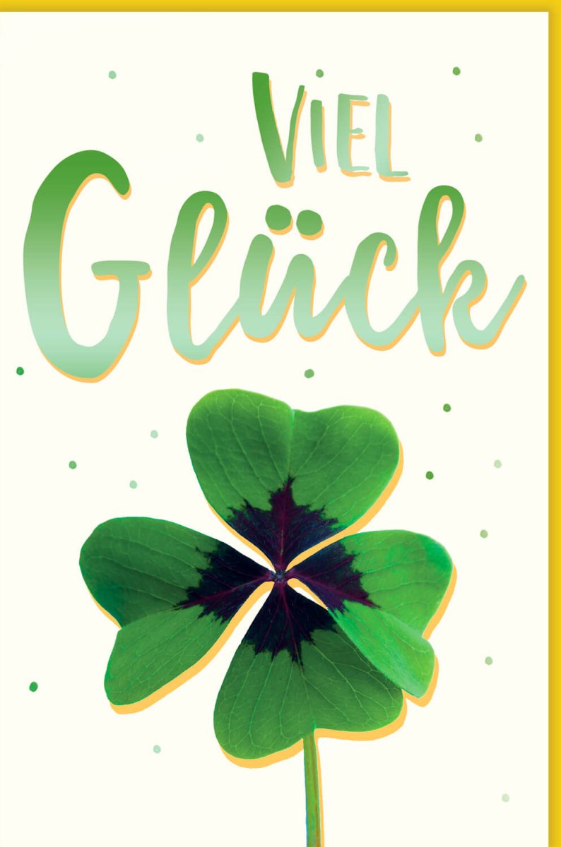 Geburtstags - Doppelkarte "Kleeblatt Glück" - Grüne Glücksbringer - Karte für Erfolg & Hoffnung, Positiver Gruß zur Feier