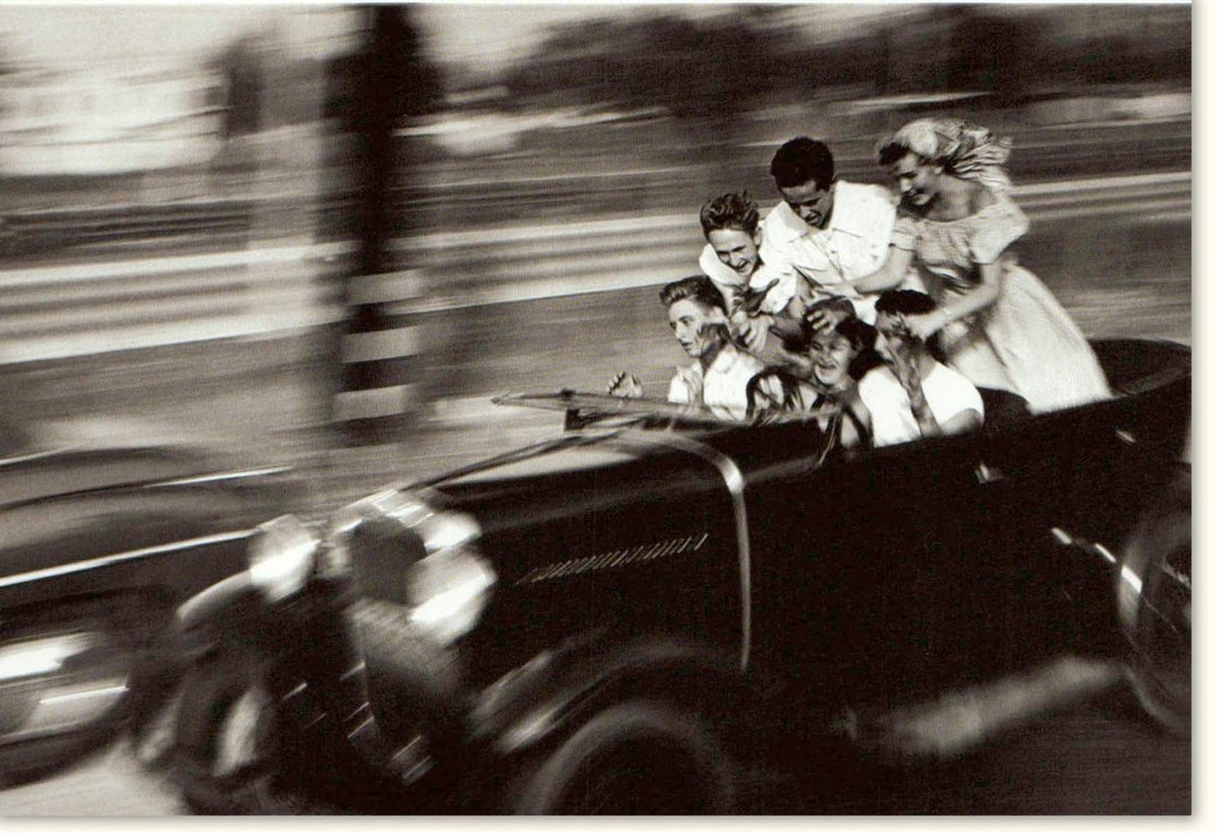 Geburtstags - Doppelkarte "Let's Go" - Blankokarte für alle Anlässe, Schwarz - Weiß Vintage Oldtimer - Design, Retro Autofahrt - Motiv, Spaß & Abenteuer mit Freunden, Dynamik & Geschwindigkeit, Feierkarte