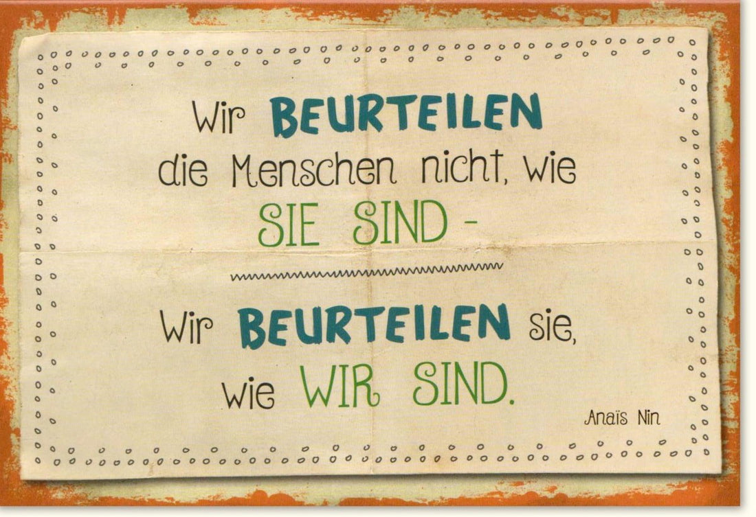 Geburtstags - Doppelkarte mit Anais Nin Zitat: Inspirierende Lebensweisheit, Vintage Handschrift - Design, Nachdenkliche Spruchkarte für Freundschaft und Motivation, Persönliche Textbotschaft, Dekoratives Geschenk zu Feiern und Festlichkeiten