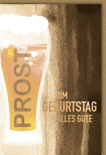 Geburtstags - Doppelkarte mit Bier - Motiv | Vintage Rustikal Prost Design | Glückwunschkarte zum Anstoßen & Feiern | Cheers Gratulationskarte