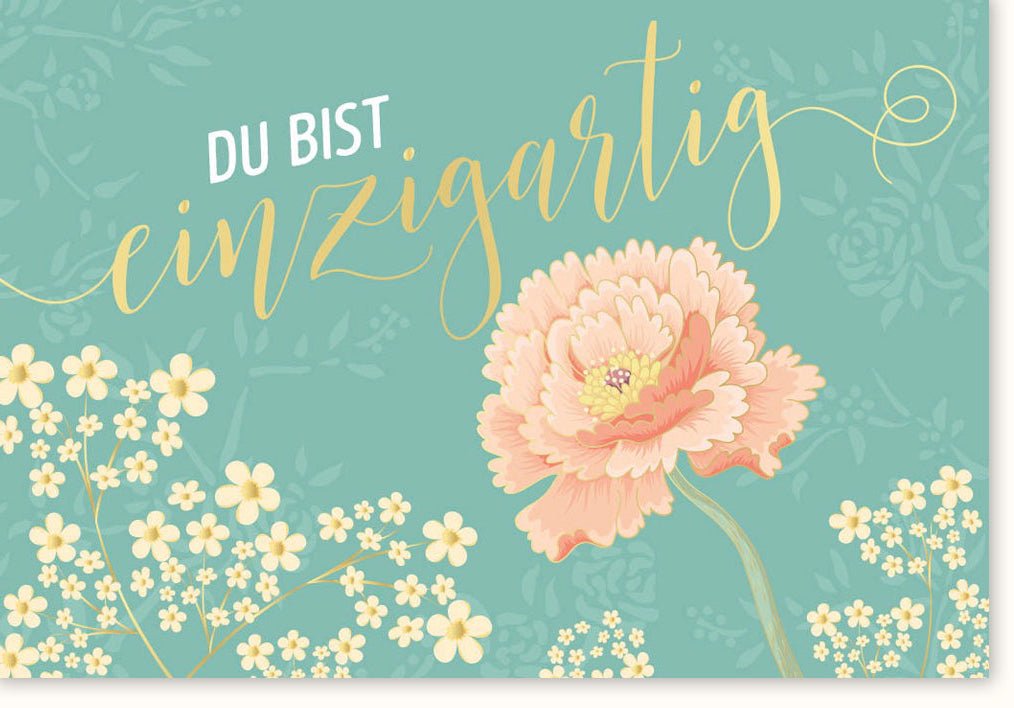 Geburtstags - Doppelkarte mit Blumenillustration: Einzigartige Glückwunschkarte für Liebe, Freundschaft & Wertschätzung