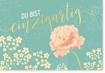 Geburtstags - Doppelkarte mit Blumenillustration: Einzigartige Glückwunschkarte für Liebe, Freundschaft & Wertschätzung