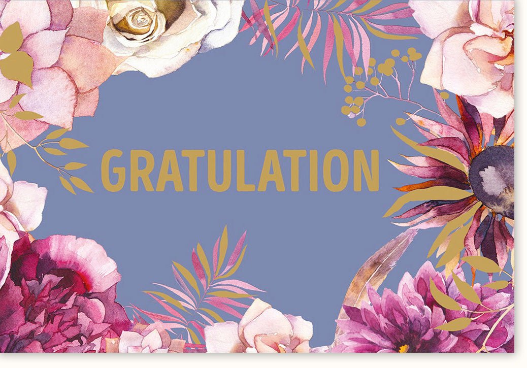 Geburtstags - Doppelkarte mit elegantem Blumendesign - Glückwunschkarte für besondere Anlässe, Feierlichkeiten und Gratulationen