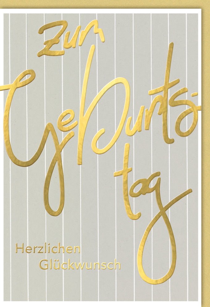Geburtstags - Doppelkarte mit elegantem Gold - Schriftzug, Glückwunschkarte für stilvolle Gratulation und Festlichkeiten