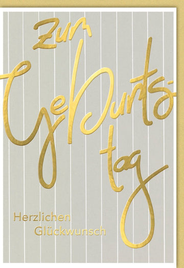 Geburtstags - Doppelkarte mit elegantem Gold - Schriftzug, Glückwunschkarte für stilvolle Gratulation und Festlichkeiten