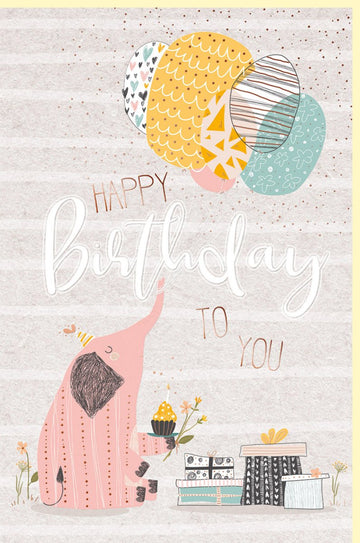 Geburtstags - Doppelkarte mit Glitzer: Bunte Metallfolie, fröhliches Schwein & Luftballons - Rosa & Gold Partykarte für Kinder & Erwachsene, Feierliche Glückwunschkarte voller Freude & Geschenkidee