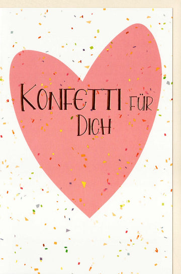 Geburtstags - Doppelkarte mit Herz & Konfetti Design – Liebevolle Glückwunschkarte für Feier & Gratulation, Allgemeine Wünsche, Celebration – "Herzlichen Glückwunsch"
