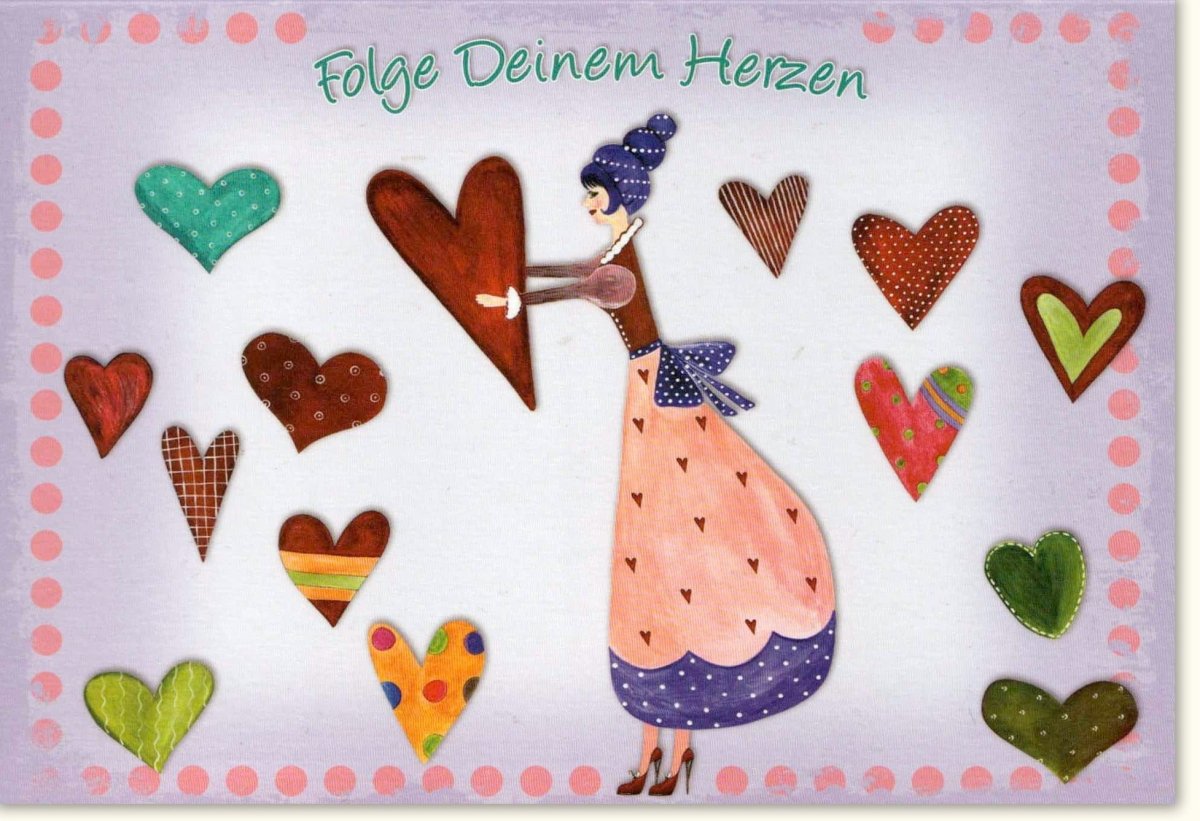 Geburtstags - Doppelkarte mit Herzen: Handgemachte Grußkarte für Liebe & Freundschaft, Kreatives Design mit Herzlichen Glückwunsch - Motiven