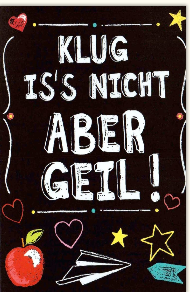 Geburtstags - Doppelkarte mit Humor: Bunte Grußkarte mit Spruch, Lustig & Witzig für Feier & Party, Freude & Spaß Motive - Herz, Stern, Apfel, Papierflieger - Celebration Greeting Card