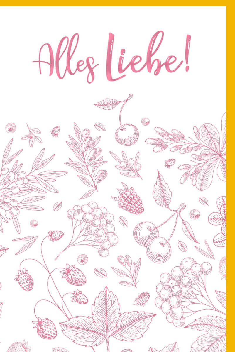 Geburtstags - Doppelkarte mit Liebe: Handgefertigte Premium Grußkarte, Floral - Berry Design & Blindprägung, Hochwertiges Geschenk