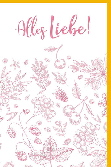 Geburtstags - Doppelkarte mit Liebe: Handgefertigte Premium Grußkarte, Floral - Berry Design & Blindprägung, Hochwertiges Geschenk