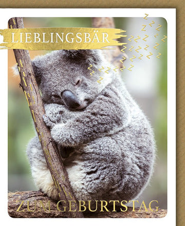Geburtstags - Doppelkarte mit niedlichem Koala - Motiv | Herzliche Glückwunsch - & Gratulationskarte für Liebhaber von Tierdesigns