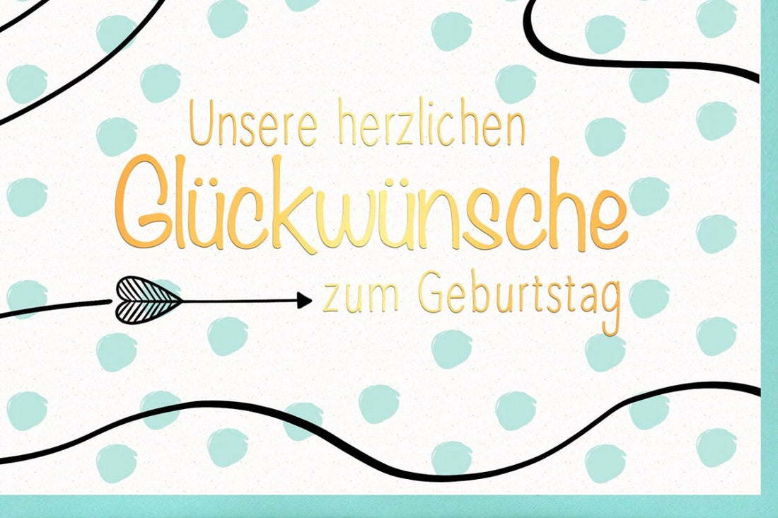 Geburtstags - Doppelkarte mit Pünktchen Design – Herzliche Glückwunsch - & Gratulationskarte zum Ehrentag