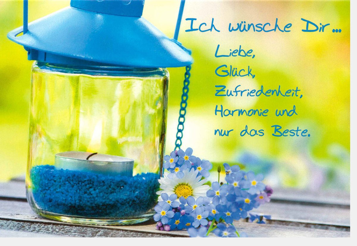 Geburtstags - Doppelkarte mit Wünschespruch: Liebe, Glück & Zufriedenheit - Farbenfrohe Grußkarte für Alle Anlässe, Harmonische Blumendekoration, Beste Wünsche Postkarte als Geschenk, Feierfreudebotschaft