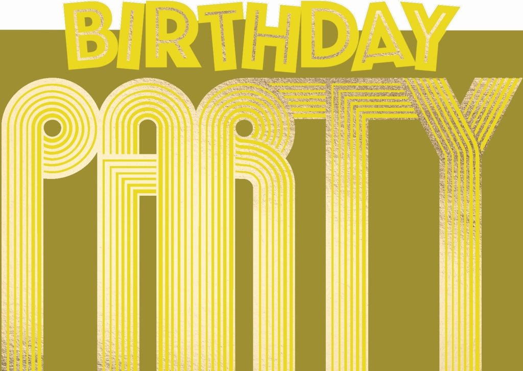 Geburtstags - Feier Einladung: Moderne Gelbe Postkarte mit Stilvoller Typografie – Ideal für Party & Jubiläums - Glückwünsche