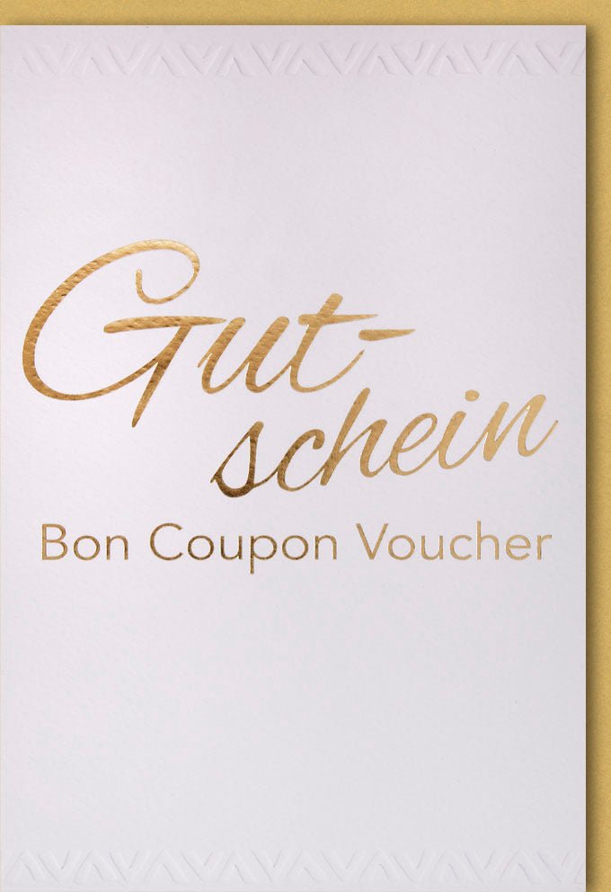 Geburtstags - & Hochzeits - Doppelkarte – Eleganter Gutschein mit Goldschrift, Wertgutschein für besondere Anlässe, Glückwunsch & Feier, 1 Stück