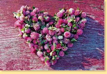 Geburtstags - & Hochzeits - Doppelkarte: Handgemachte Blankokarte mit Herz, Blumenmotiv - Ideal für Liebe, Einladung, Dankeschön, Muttertag & Valentinstag