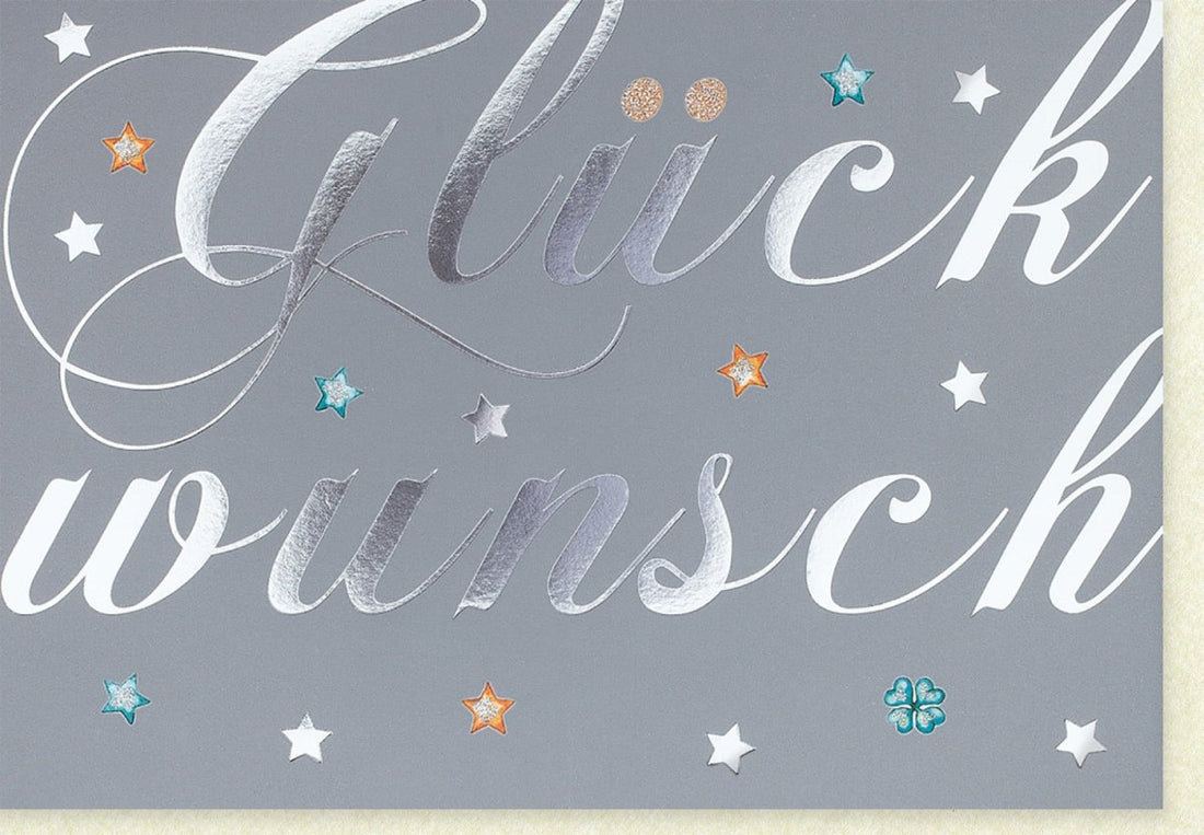 Geburtstags - & Jubiläums - Doppelkarte mit Glitzersternen und Schriftzug, Festliche Glückwunsch - & Grußkarte für besondere Anlässe