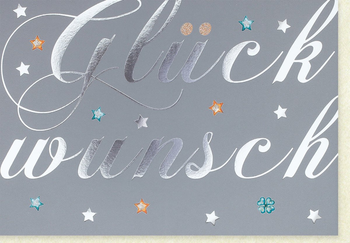 Geburtstags - & Jubiläums - Doppelkarte mit Glitzersternen und Schriftzug, Festliche Glückwunsch - & Grußkarte für besondere Anlässe