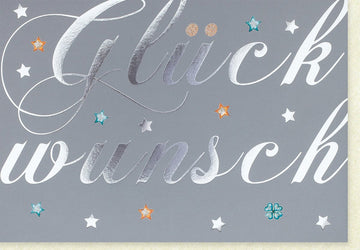 Geburtstags - & Jubiläums - Doppelkarte mit Glitzersternen und Schriftzug, Festliche Glückwunsch - & Grußkarte für besondere Anlässe